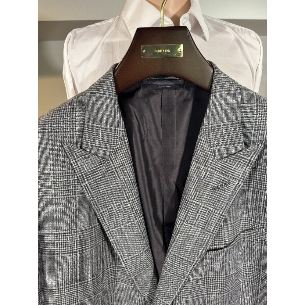 New with Tags Tom Ford Prince of Wales Houndstooth Gray Blazer 54 44R Peak Lapel - Picture 15 of 15